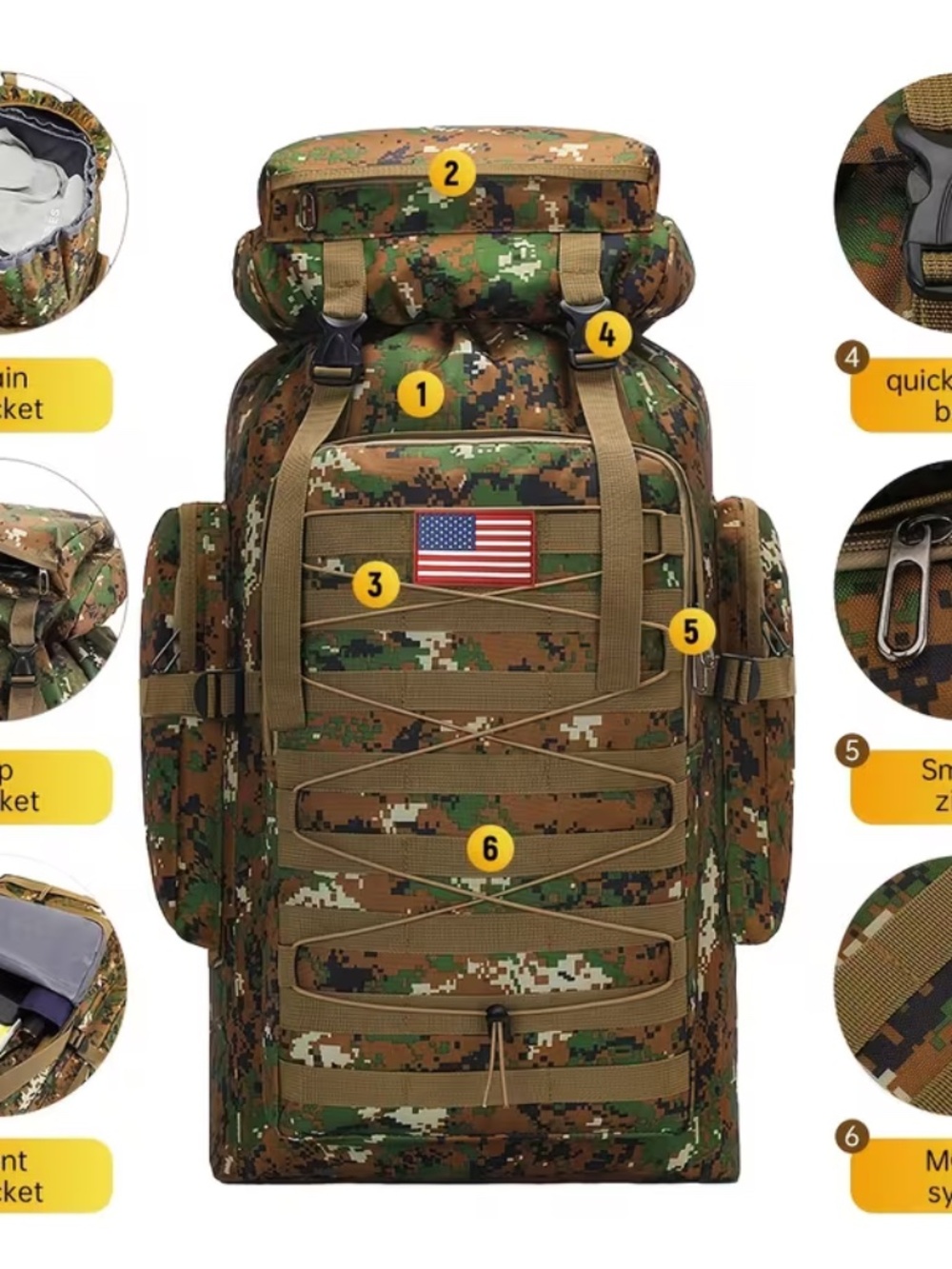 2pcs Men's Sports Large Capacity Backpack Sports Backpack Hiking Bag - Picture 5 of 8